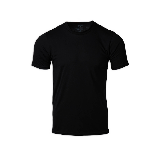 Black T-Shirt. No logo in the image. Be the Wolf logo would appear in the center of the shirt's chest area.