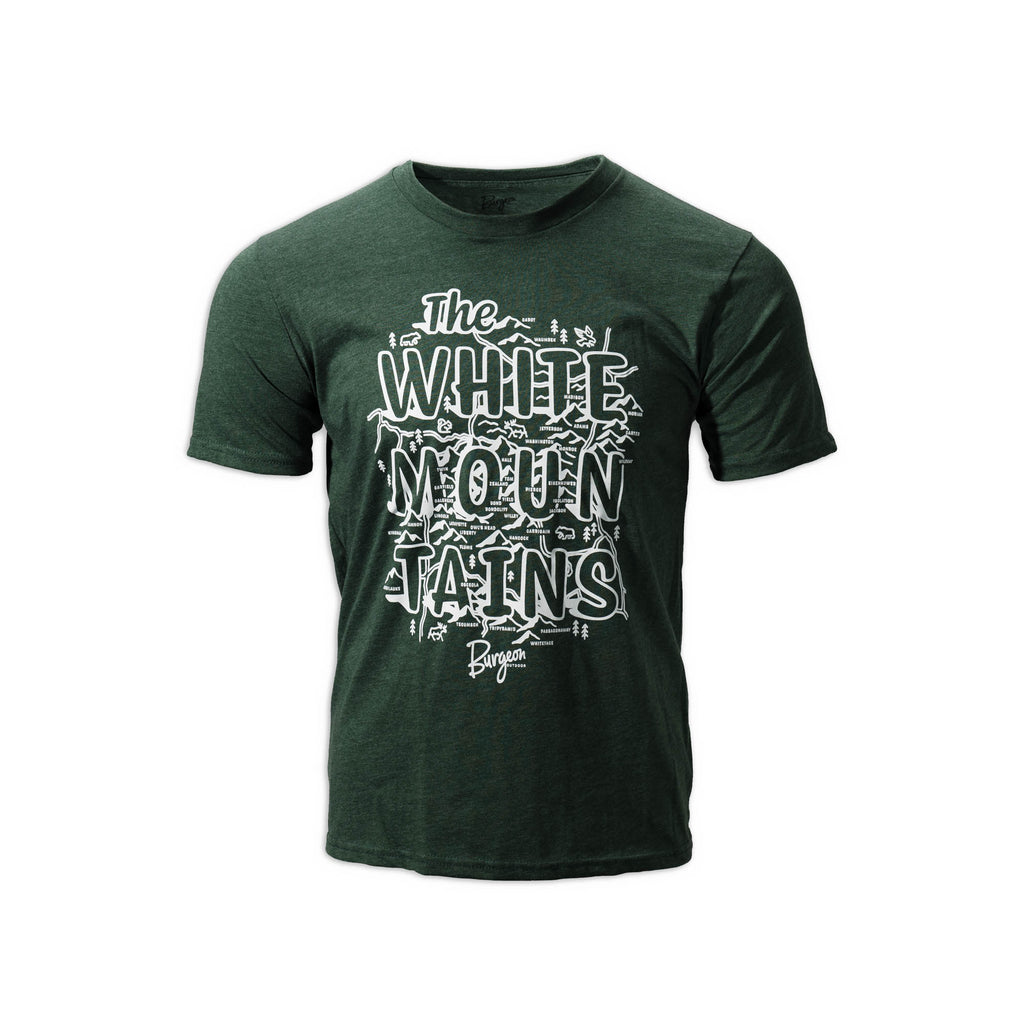Men's White Mountains T-Shirt in Pine Green.