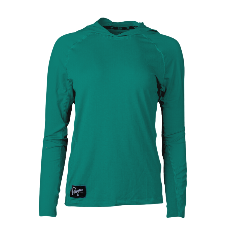 Women's Flume Hoodie in the Forest Teal style.