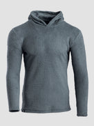A light gray Alpha 120 hoodie, shown on a light gray background.