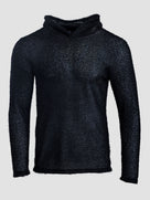 A dark navy blue Alpha 60 hoodie, shown on a light gray background.