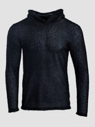 A dark navy blue Alpha 60 hoodie, shown on a light gray background.