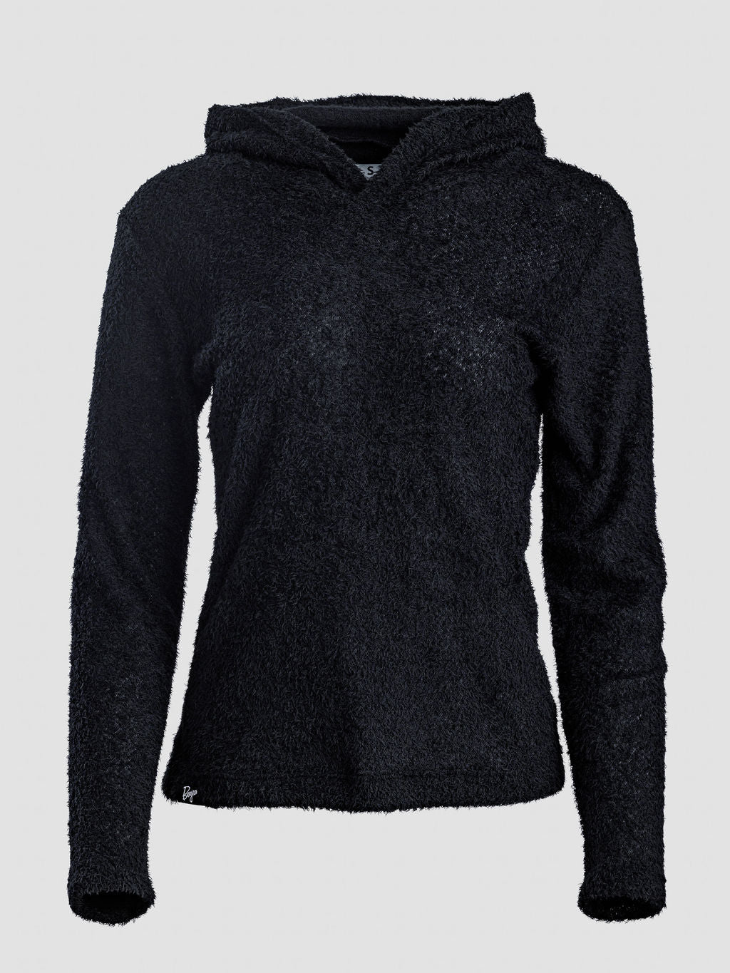 A black Alpha 90 hoodie, shown on a light gray background.