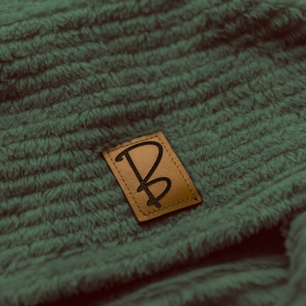 Closeup of Women's Hearthside Cowl Neck Fleece in Moss Green.