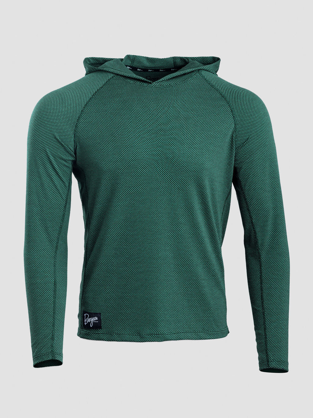 A dark green long-sleeve Sunseeker Hoodie shown on a neutral light gray background.