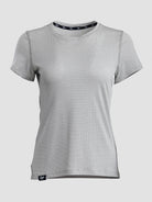 A light gray short-sleeve athletic mesh t-shirt with a crew neck, shown on a neutral light gray background.