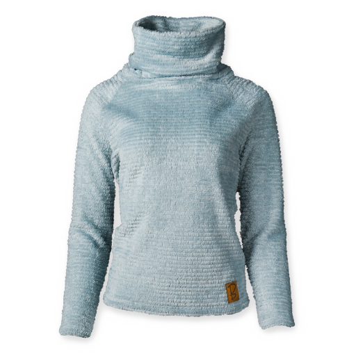 Women's Hearthside Cowl Neck Fleece in Gray Mist.