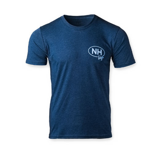 Front of Unisex Granite State T-Shirt in Heather Blue.