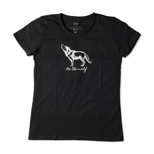 Women's Be the Wolf shirt in black.