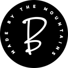 Black Made by the Mountains Sticker. 3 in x 3 circle sticker. 