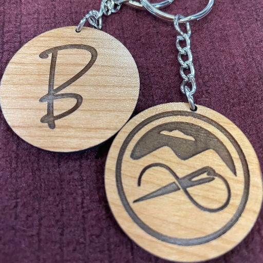 Burgeon Keychain, made by Lincoln's Lead Stitcher Sabrina Hamilton.