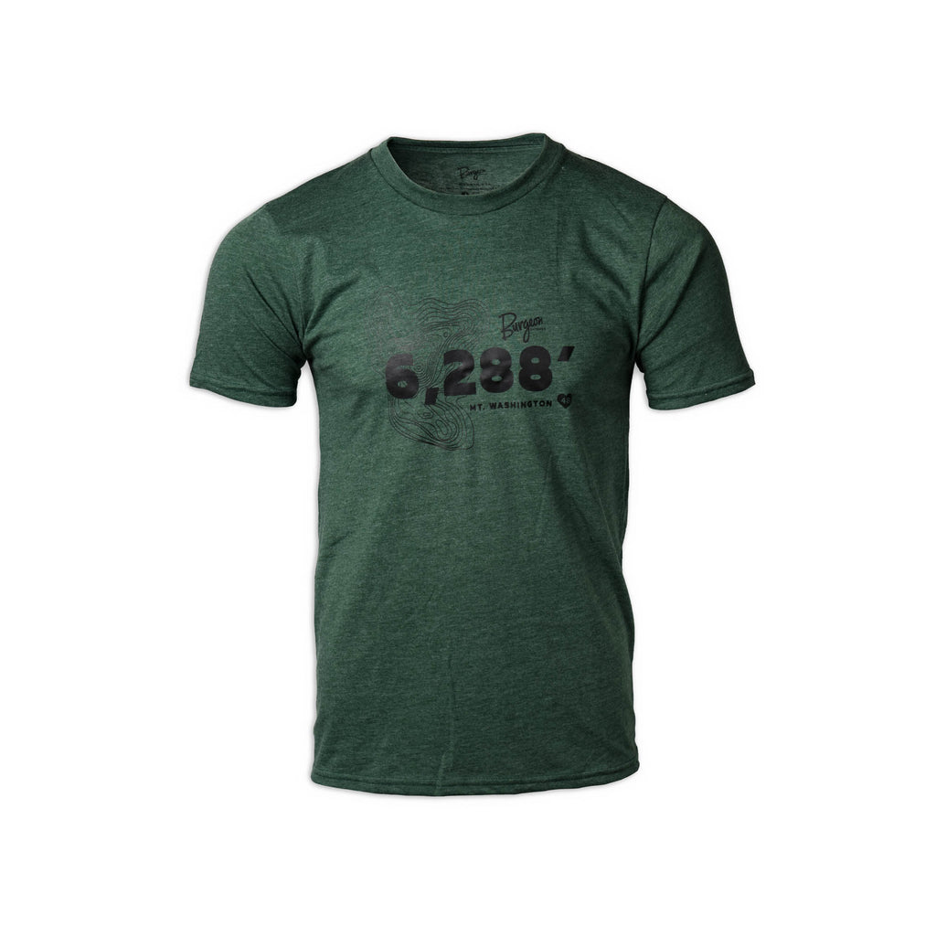 Unisex Mount Washington Elevation T-Shirt in Pine Green.
