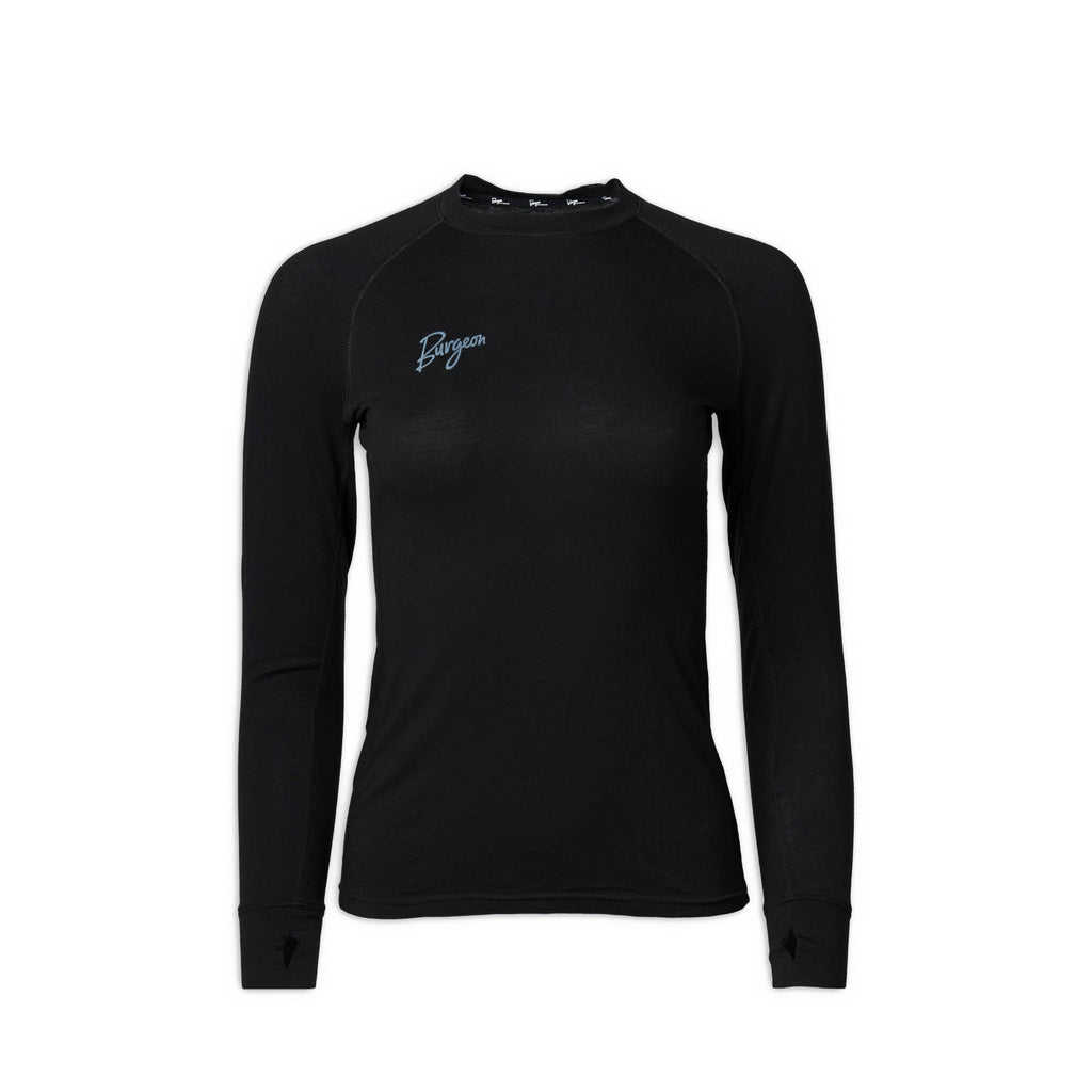 Women's Flume Crewneck Baselayer in Black.