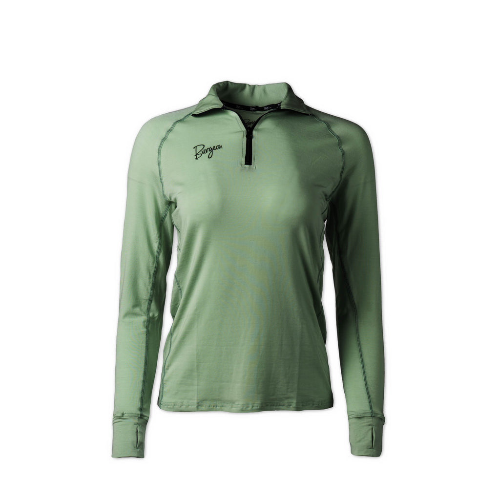 Women's Flume Quarter-Zip Baselayer in Fair Green.